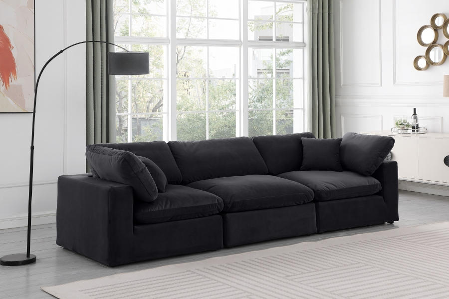 Comfy 119" Velvet Upholstered 3pc. Modular Sofa