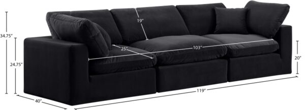 Comfy 119" Velvet Upholstered 3pc. Modular Sofa