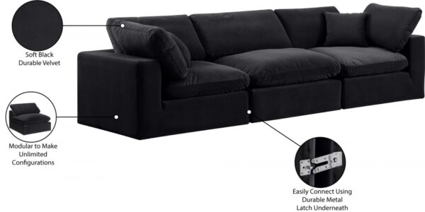 Comfy 119" Velvet Upholstered 3pc. Modular Sofa