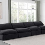 Comfy 156" Velvet Upholstered 4pc. Armless Modular Sofa
