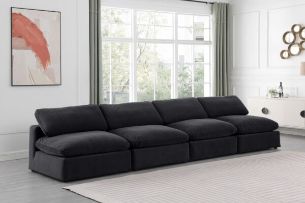 Comfy 156" Velvet Upholstered 4pc. Armless Modular Sofa