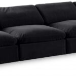 Comfy 156" Velvet Upholstered 4pc. Armless Modular Sofa