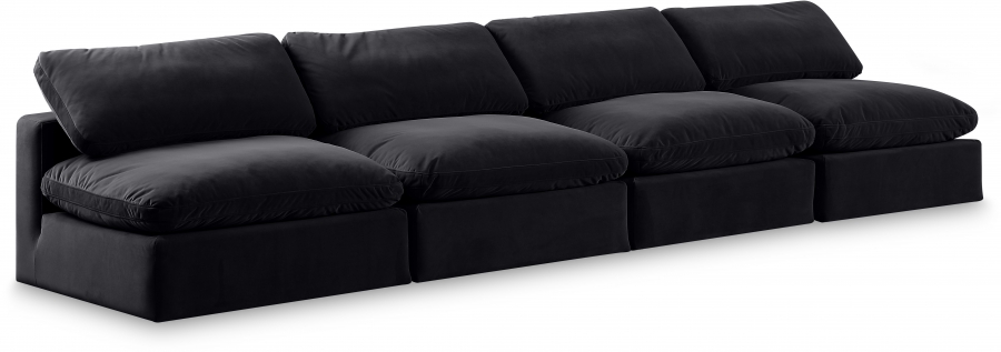 Comfy 156" Velvet Upholstered 4pc. Armless Modular Sofa