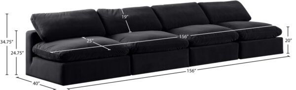 Comfy 156" Velvet Upholstered 4pc. Armless Modular Sofa