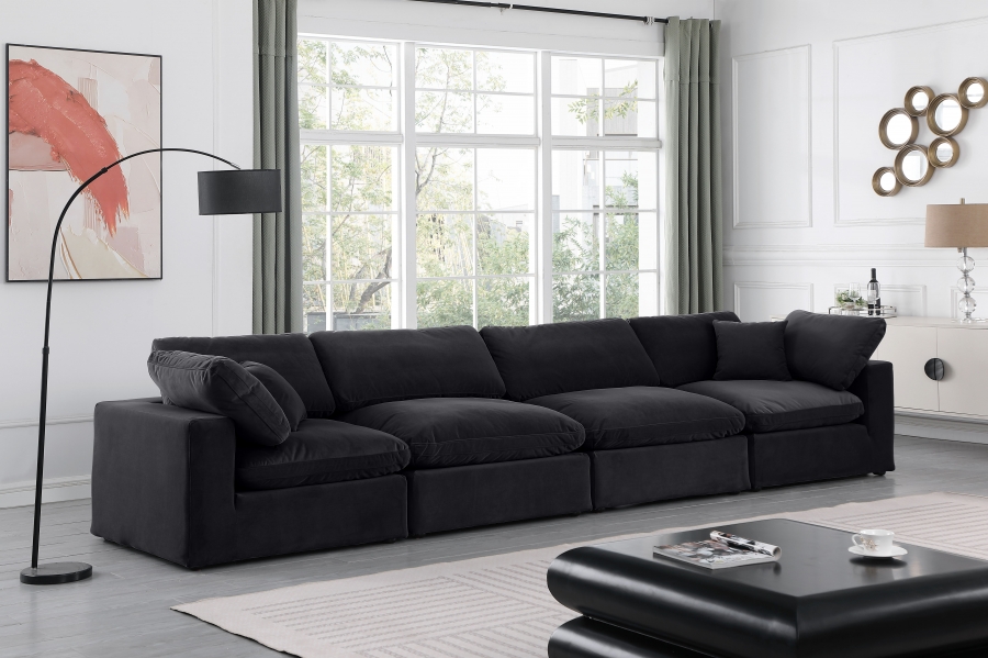 Comfy 158" Velvet Upholstered 4pc. Modular Sofa