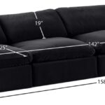 Comfy 158" Velvet Upholstered 4pc. Modular Sofa