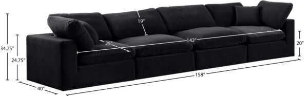 Comfy 158" Velvet Upholstered 4pc. Modular Sofa