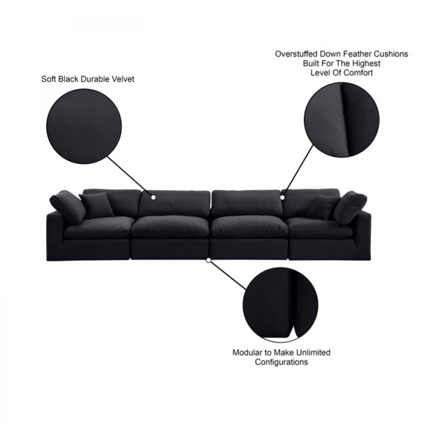 Comfy 158" Velvet Upholstered 4pc. Modular Sofa