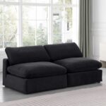 Comfy 78" Velvet Upholstered 2pc. Armless Modular Loveseat