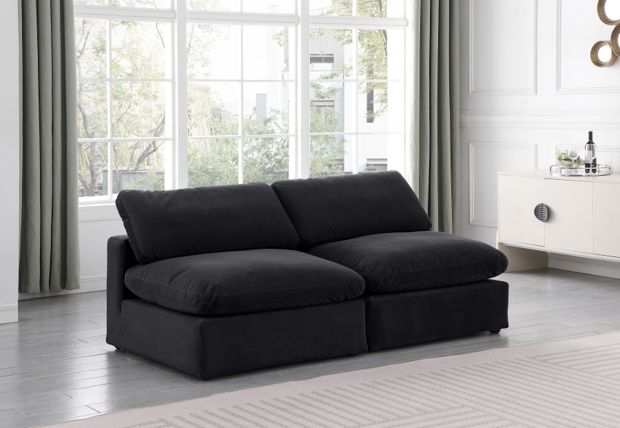 Comfy 78" Velvet Upholstered 2pc. Armless Modular Loveseat