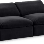 Comfy 78" Velvet Upholstered 2pc. Armless Modular Loveseat