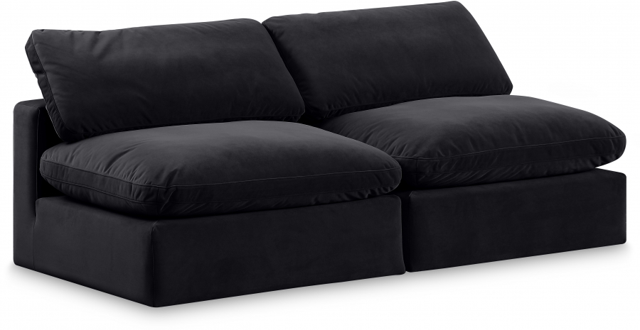 Comfy 78" Velvet Upholstered 2pc. Armless Modular Loveseat