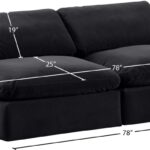 Comfy 78" Velvet Upholstered 2pc. Armless Modular Loveseat