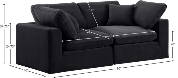 Comfy 80" Velvet Upholstered 2pc. Modular Loveseat
