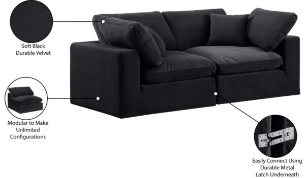 Comfy 80" Velvet Upholstered 2pc. Modular Loveseat