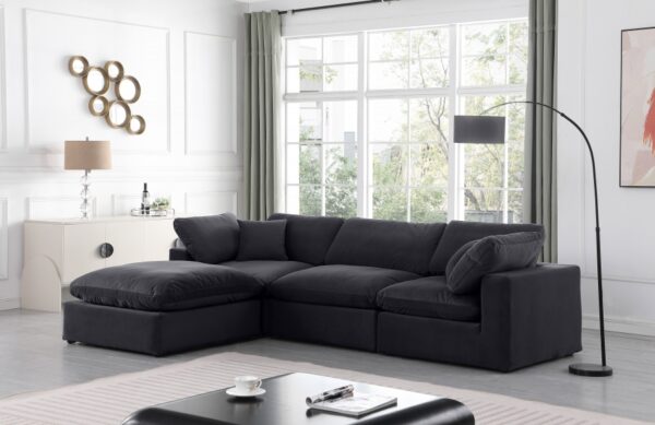Comfy 119" Velvet Upholstered 4pc. Modular Sectional