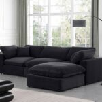 Comfy 119" Velvet Upholstered 4pc. Modular Sectional