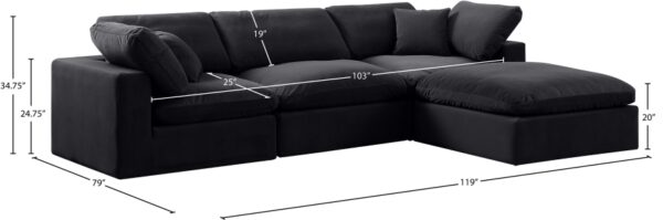 Comfy 119" Velvet Upholstered 4pc. Modular Sectional
