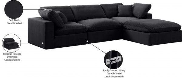 Comfy 119" Velvet Upholstered 4pc. Modular Sectional