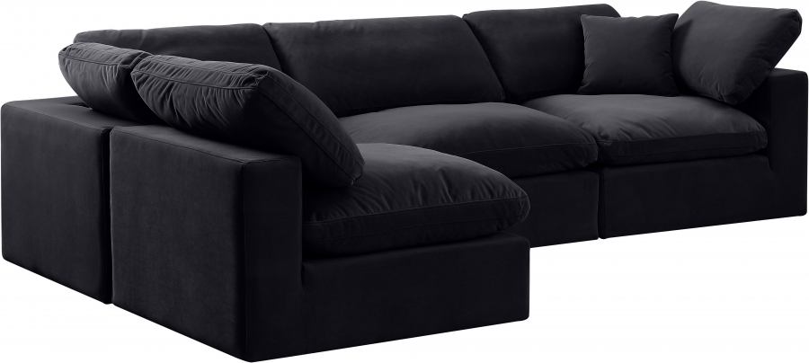 Comfy 119" Velvet Upholstered 4pc. Modular Sectional