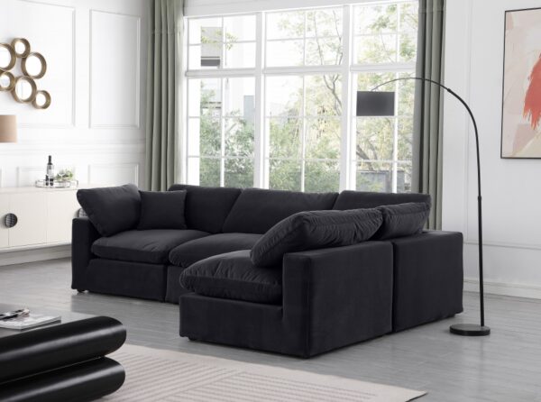 Comfy 119" Velvet Upholstered 4pc. Modular Sectional