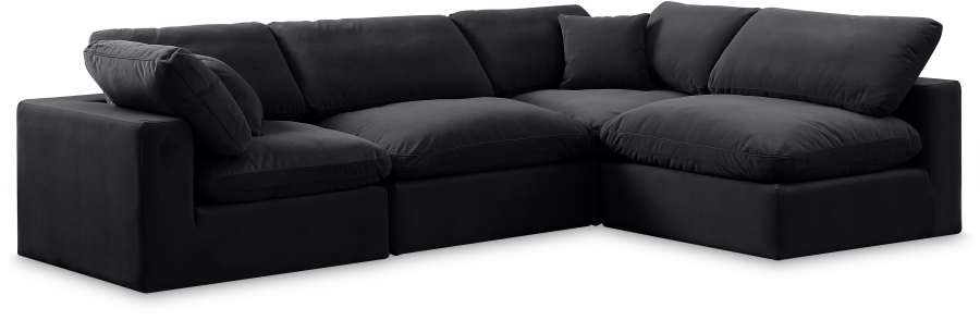 Comfy 119" Velvet Upholstered 4pc. Modular Sectional
