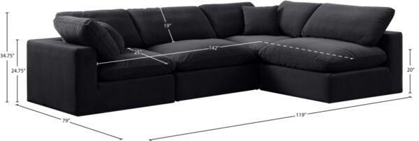 Comfy 119" Velvet Upholstered 4pc. Modular Sectional