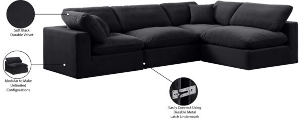 Comfy 119" Velvet Upholstered 4pc. Modular Sectional
