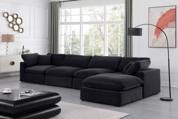 Comfy 158" Velvet Upholstered 5pc. Modular Sectional