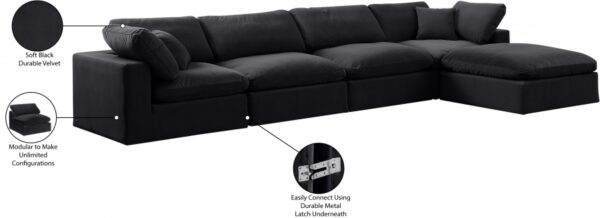 Comfy 158" Velvet Upholstered 5pc. Modular Sectional