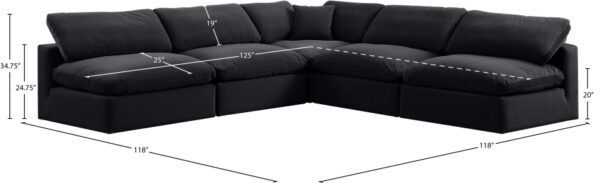 Comfy 118" Velvet Upholstered 5pc. Modular Sectional