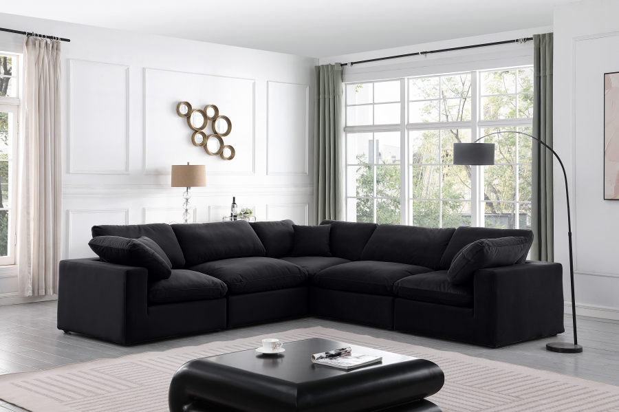 Comfy 119" Velvet Upholstered 5pc. Modular Sectional