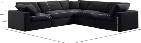 Comfy 119" Velvet Upholstered 5pc. Modular Sectional
