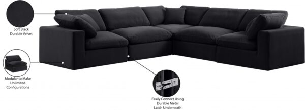 Comfy 119" Velvet Upholstered 5pc. Modular Sectional