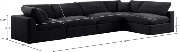 Comfy 158" Velvet Upholstered 5pc. Modular Sectional