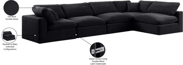 Comfy 158" Velvet Upholstered 5pc. Modular Sectional