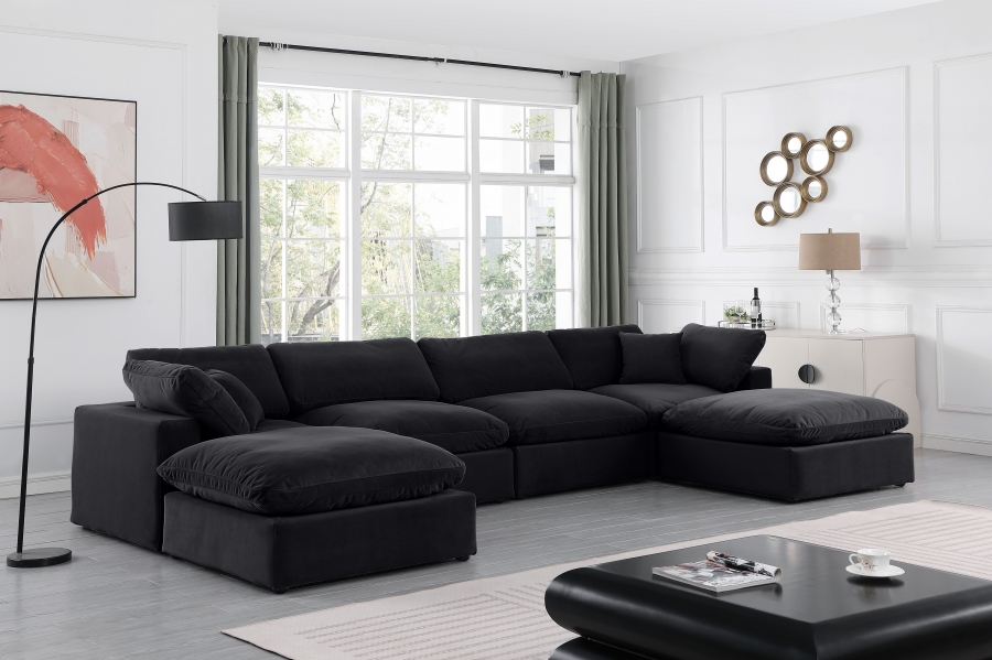 Comfy 158" Velvet Upholstered 6pc. Modular Sectional