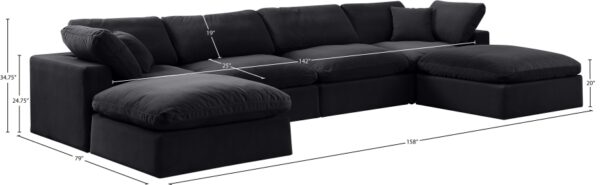 Comfy 158" Velvet Upholstered 6pc. Modular Sectional