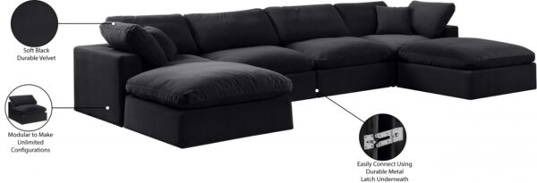 Comfy 158" Velvet Upholstered 6pc. Modular Sectional