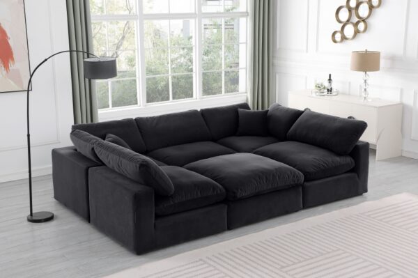 Comfy 119" Velvet Upholstered 6pc. Modular Sectional