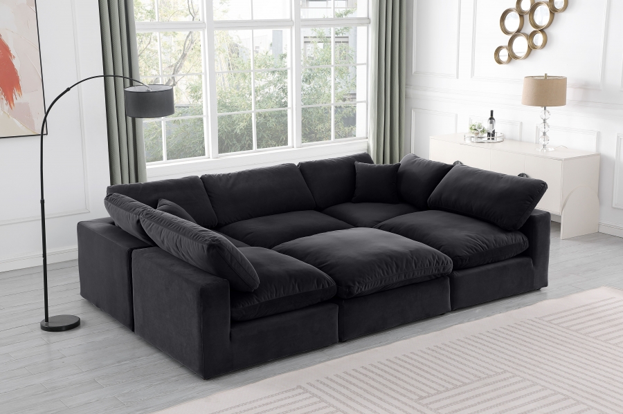 Comfy 119" Velvet Upholstered 6pc. Modular Sectional