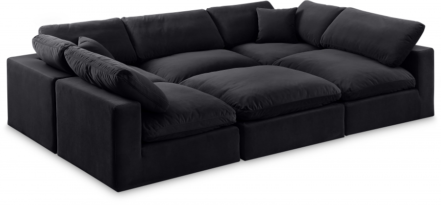 Comfy 119" Velvet Upholstered 6pc. Modular Sectional