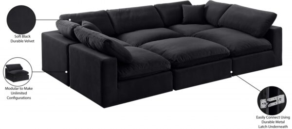 Comfy 119" Velvet Upholstered 6pc. Modular Sectional