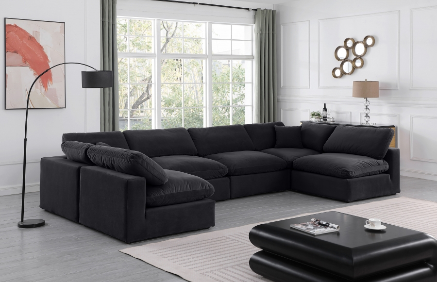 Comfy 158" Velvet Upholstered 6pc. Modular Sectional