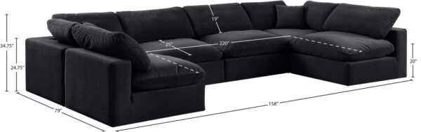 Comfy 158" Velvet Upholstered 6pc. Modular Sectional