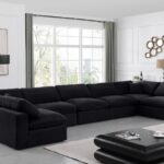 Comfy 197" Velvet Upholstered 7pc. Modular Sectional