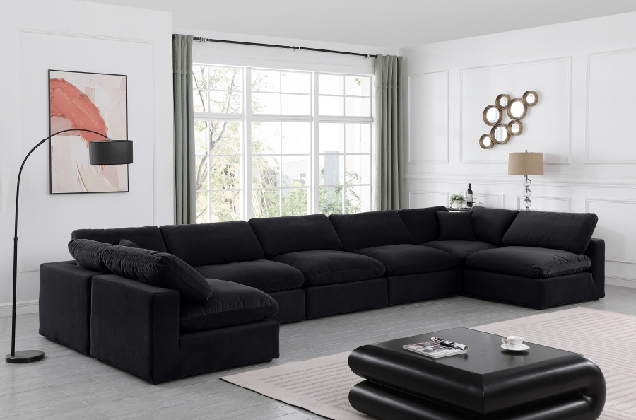 Comfy 197" Velvet Upholstered 7pc. Modular Sectional
