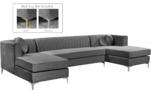 Graham 132" Velvet Upholstered 3pc. Sectional