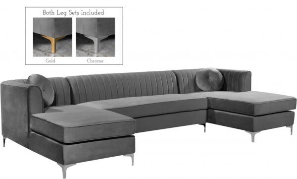 Graham 132" Velvet Upholstered 3pc. Sectional