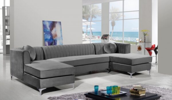 Graham 132" Velvet Upholstered 3pc. Sectional